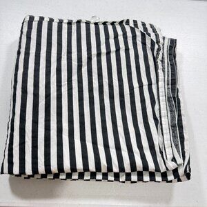 Pottery Barn twin Flat Sheet black white stripes emily meritt cotton